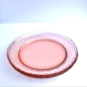 Beautiful Set of 3 Arcoroc Pink Rosaline Swirl Salad or Side Plates 8”